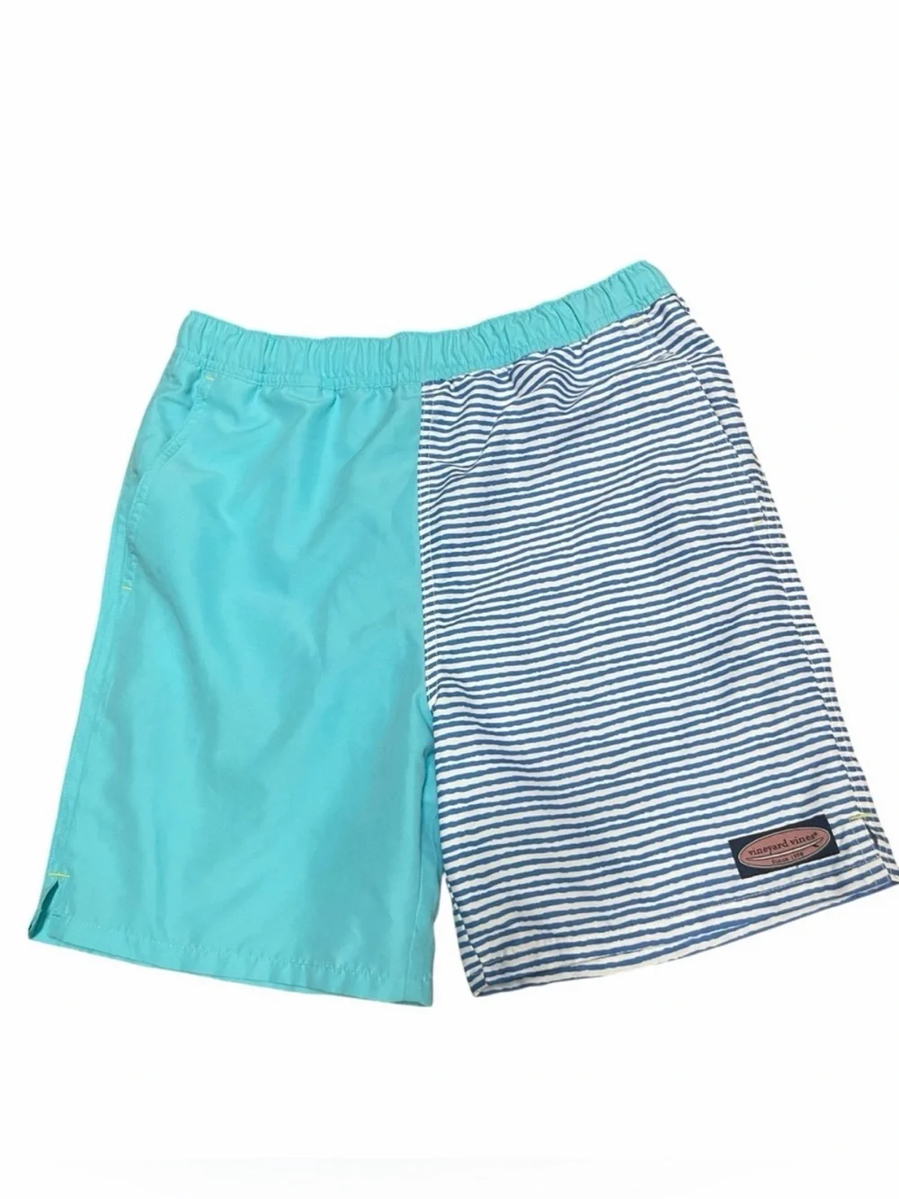 Vineyard‎ Vines Boys Blue Stripe & Solid Colorblock Swim Trunks Size Large